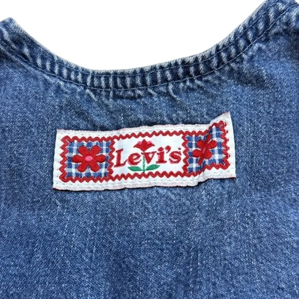Girl's Vintage Little‎ Levi's Denim Sleeveless Dress Romper 100% Cotton Size 6